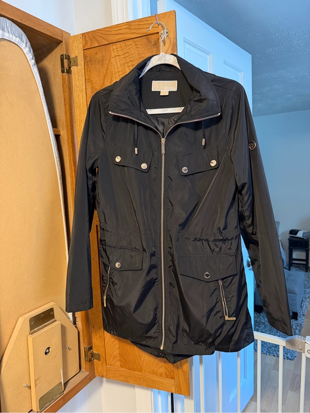 Michael Kors Black Lightweight Raincoat Jacket